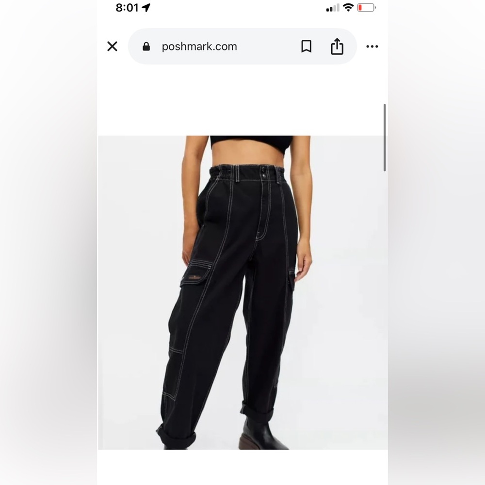 BDG Urban Outfitters Black Relaxed Skate Jean Cargo Pockets Jeans